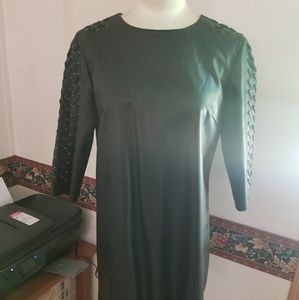 Faux leather shift dress